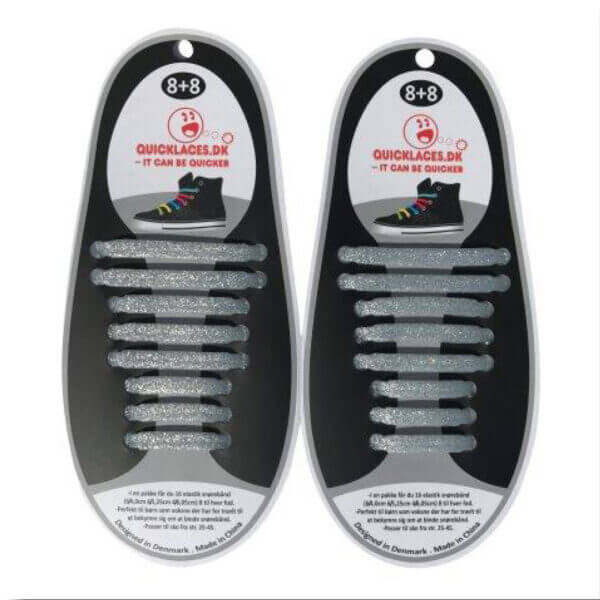 Quicklaze silicone shoelace silver glitter